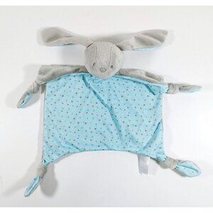 Tesco Carousel Blue Gray Bunny Lovey Stars Comfort Security Blanket Knotted